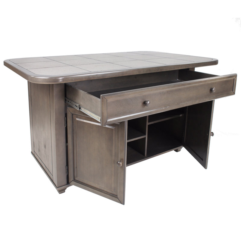 Sunset Trading Shades Of Gray Tile Kitchen Island Set Wayfair